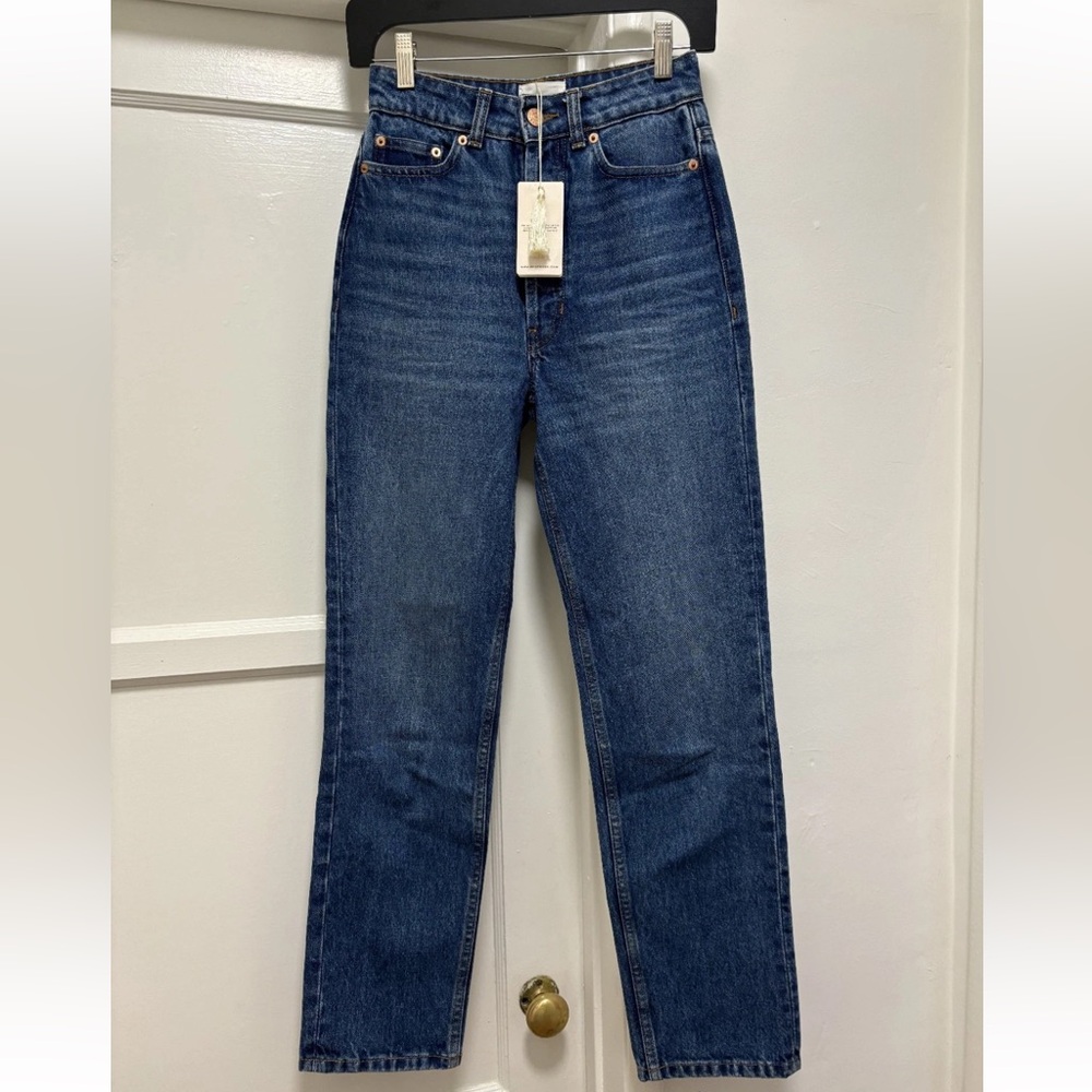DOEN NWT's DIANA JEAN DENIM HIGH RISE BUTTON FRONT BLEUD'HIER WASH SIZE 23/24